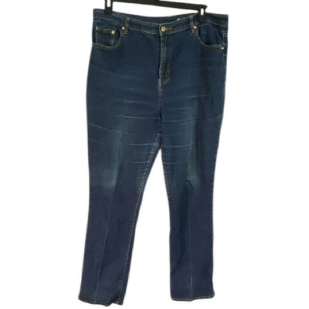 DG2 by Diane Gilman Womens 16T Virtual Stretch Boot-Cut Jean Whiskered Indigo